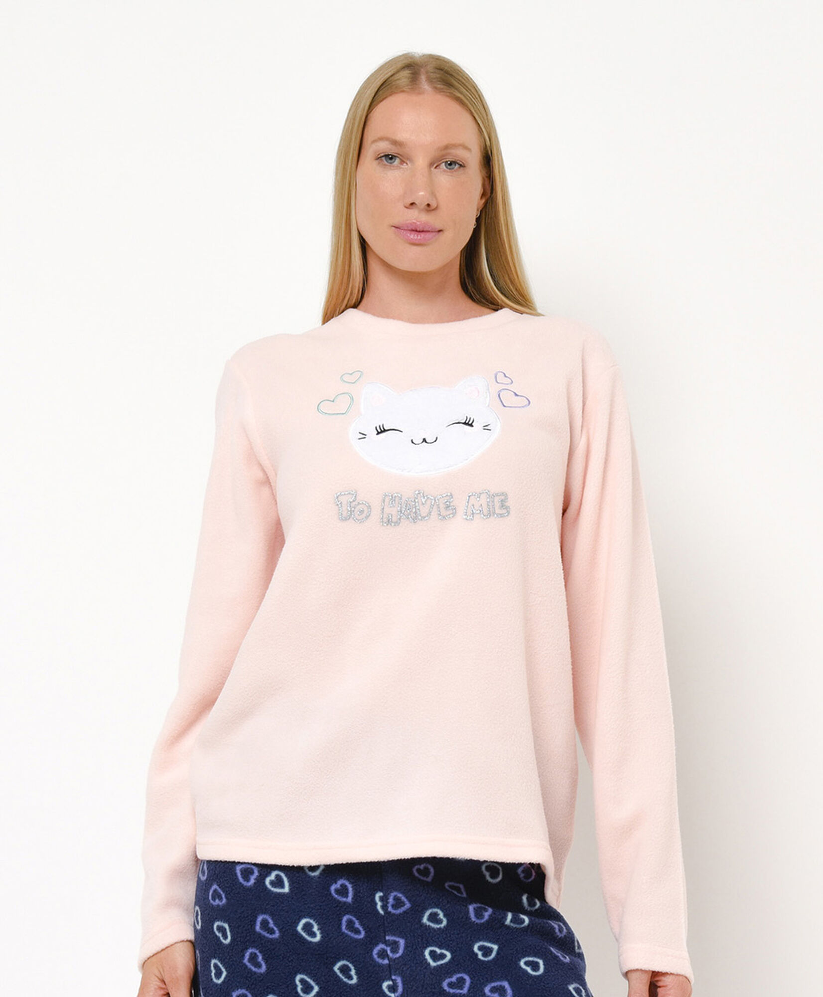 Pijama + calcetines mujer polar gato corazones Pijama + calcetines mujer polar gato corazones