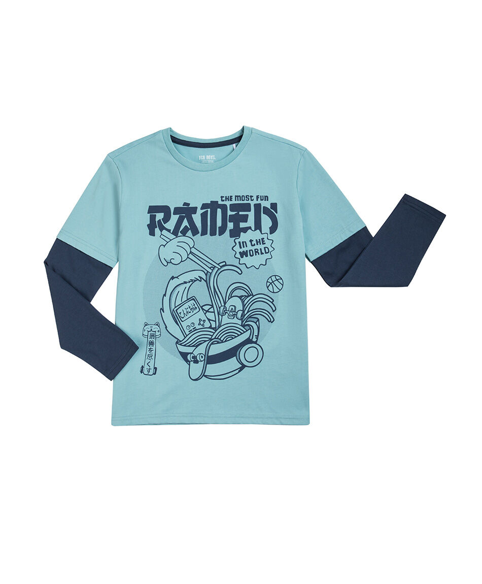 Polera ni&ntilde;o  estampado ram&eacute;n