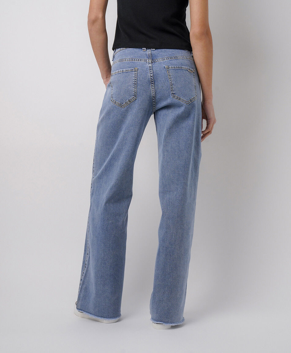 Jeans mujer wide leg brillos