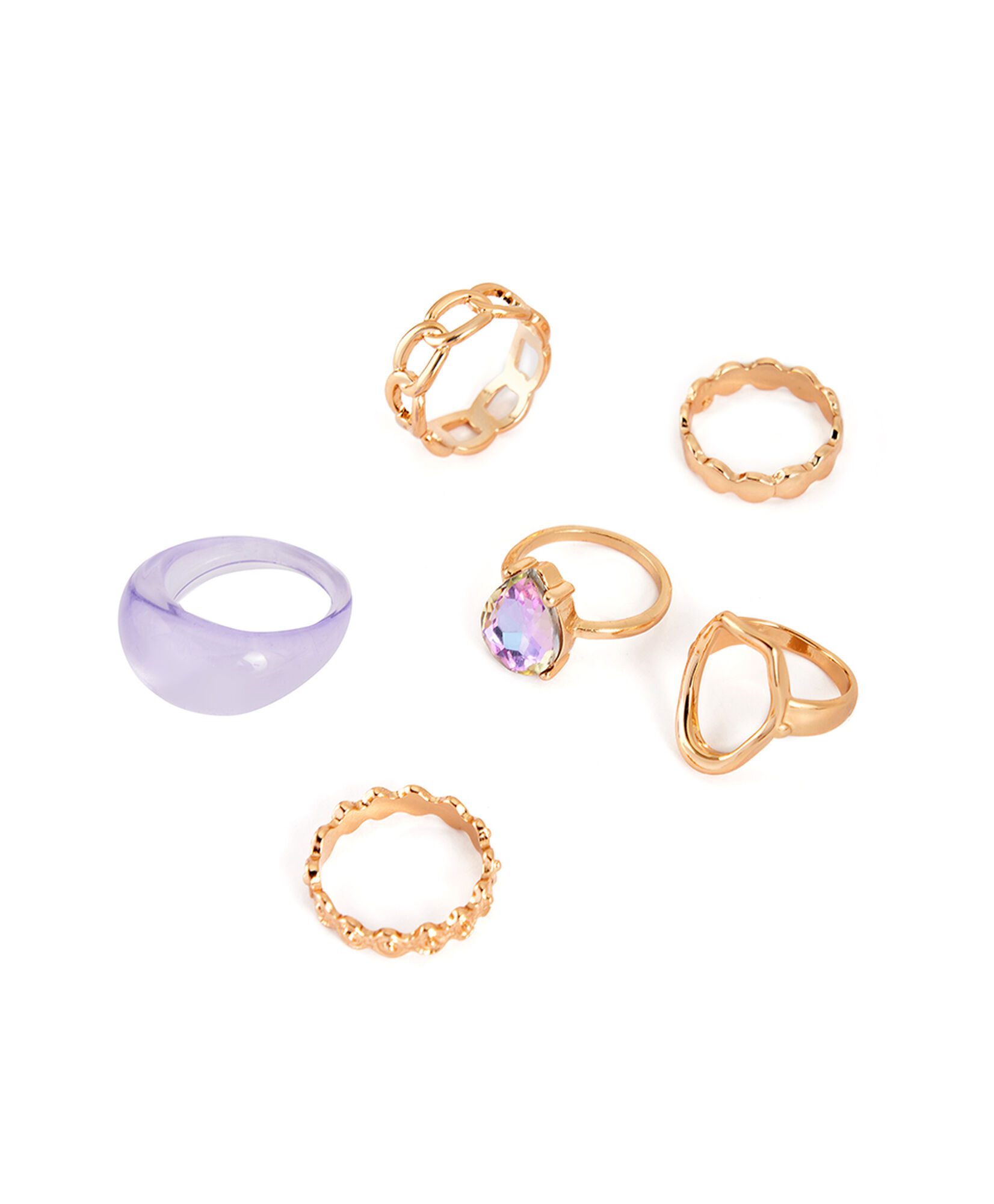 Set 6 anillos mujer detalles lilas Set 6 anillos mujer detalles lilas