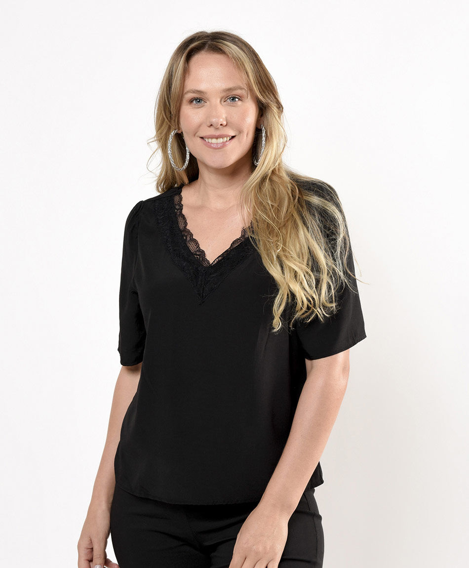 Polera mujer lisa encaje