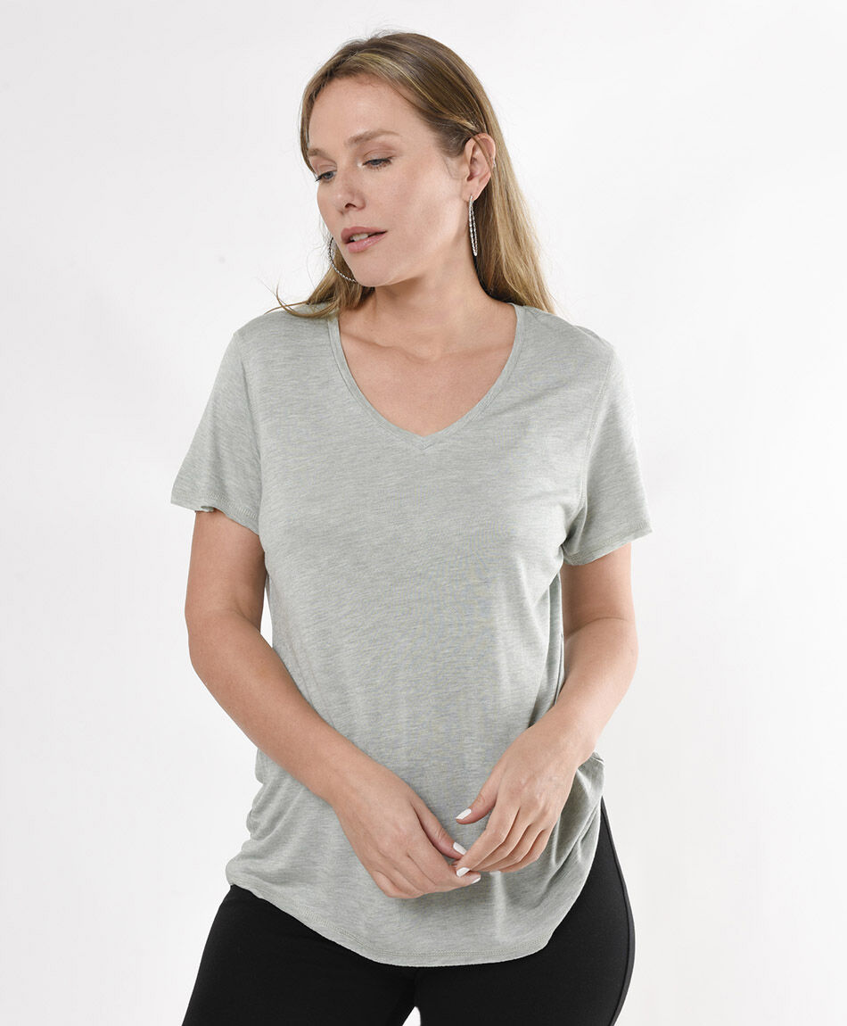 Polera mujer jaspeada brillitos