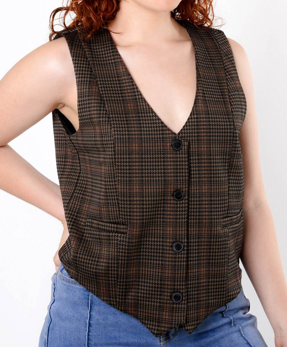 Vest mujer cuadrille botones