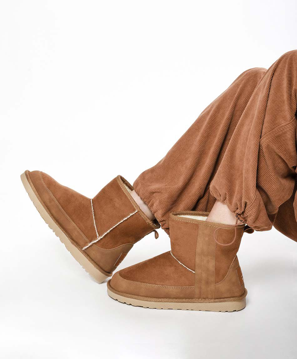 Bota mujer gamuza costuras