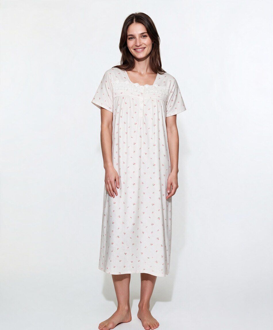 Camisa de dormir mujer pink floreada
