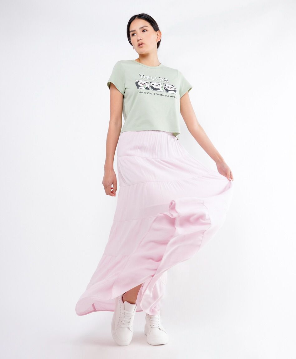 Falda mujer larga pisos pink