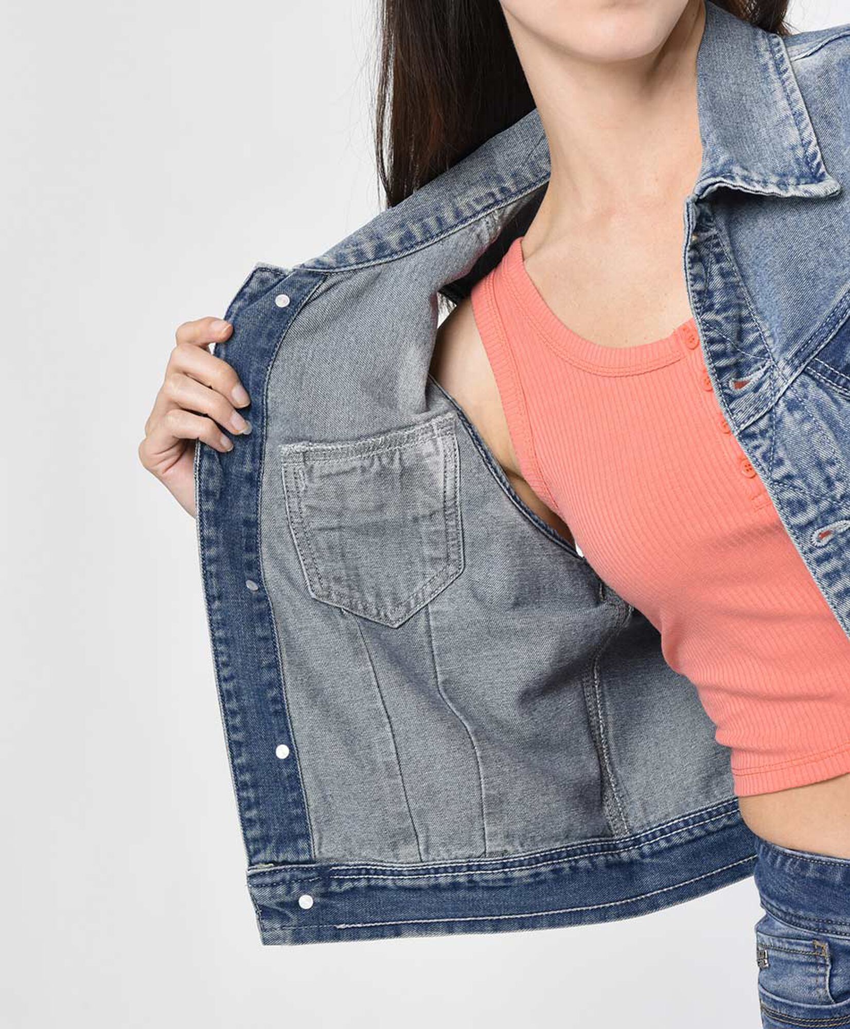 Chaqueta mujer denim sin mangas Chaqueta mujer denim sin mangas