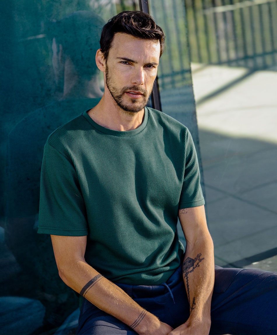 Polera hombre waffle verde