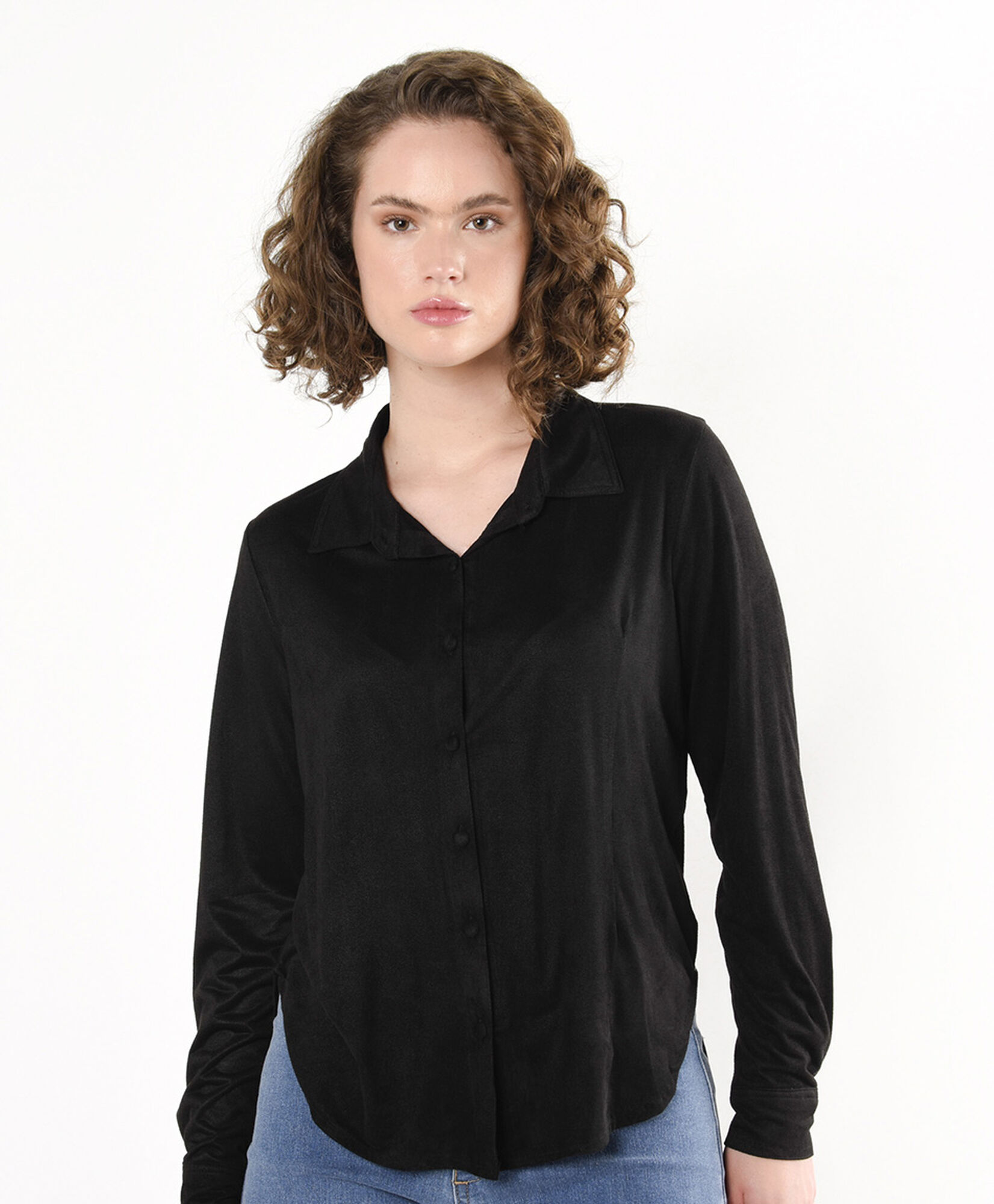 Blusa mujer lisa gamuza negra Blusa mujer lisa gamuza negra
