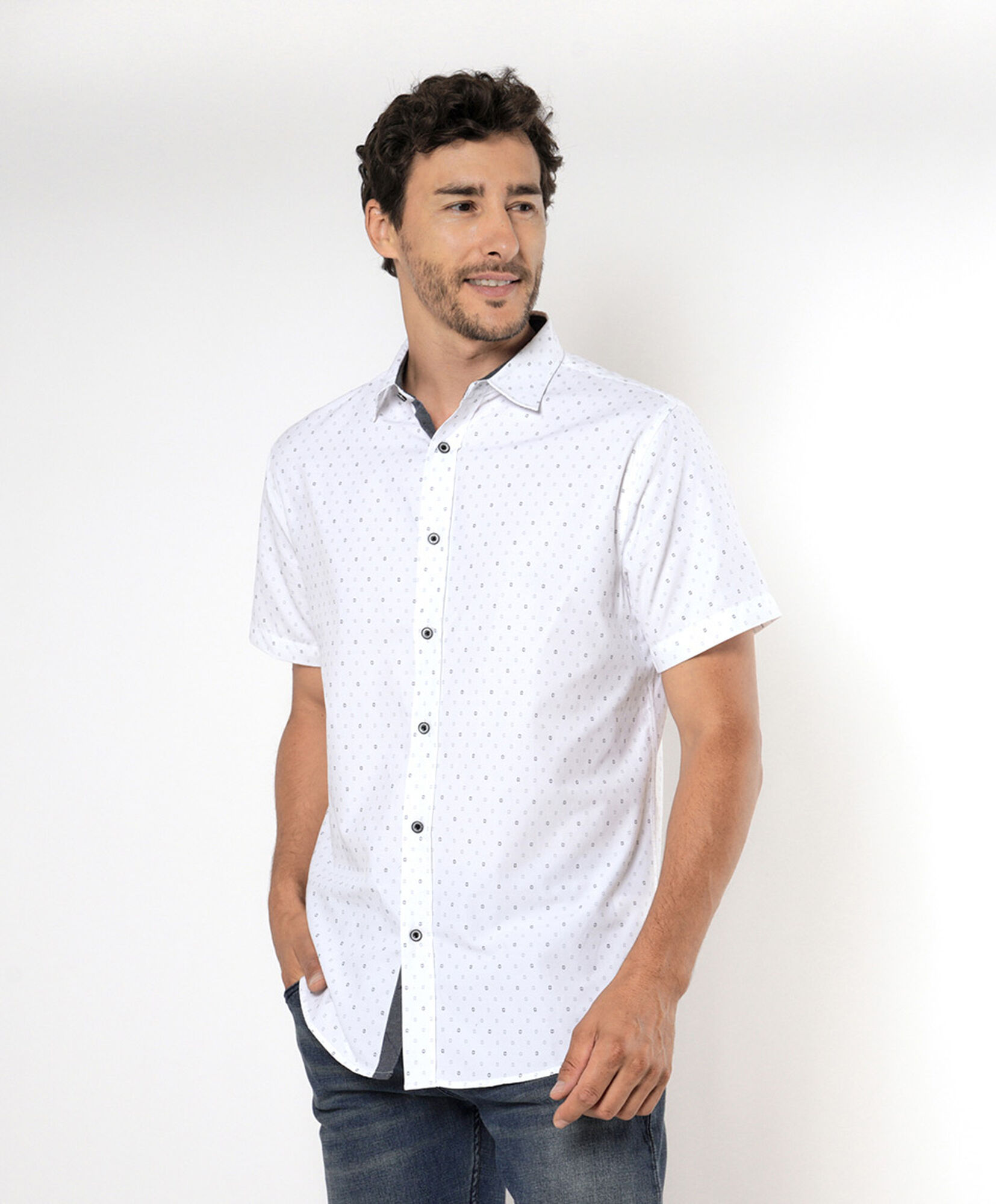 Camisa hombre mini print manga corta Camisa hombre mini print manga corta