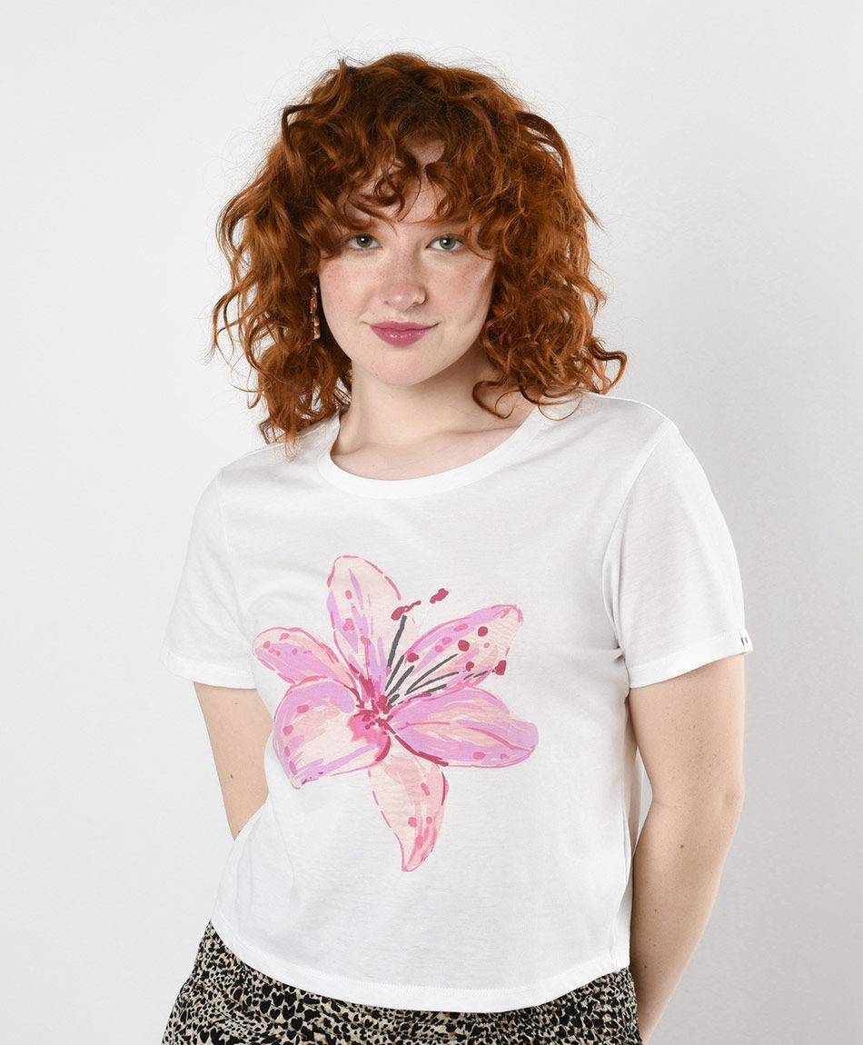 Polera mujer estampado orquídea