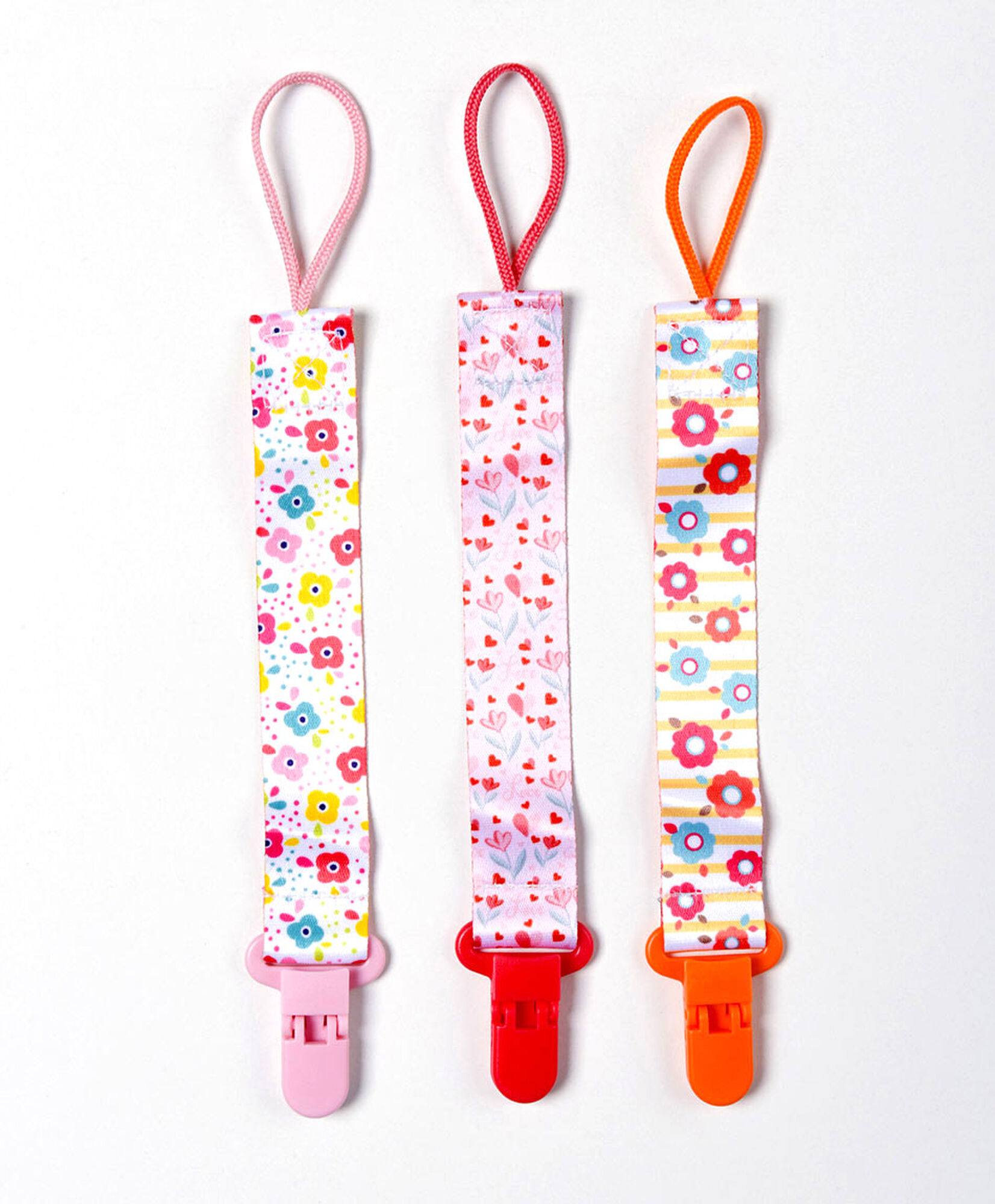 Set 3 portachupete bebé florcitas Set 3 portachupete bebé florcitas