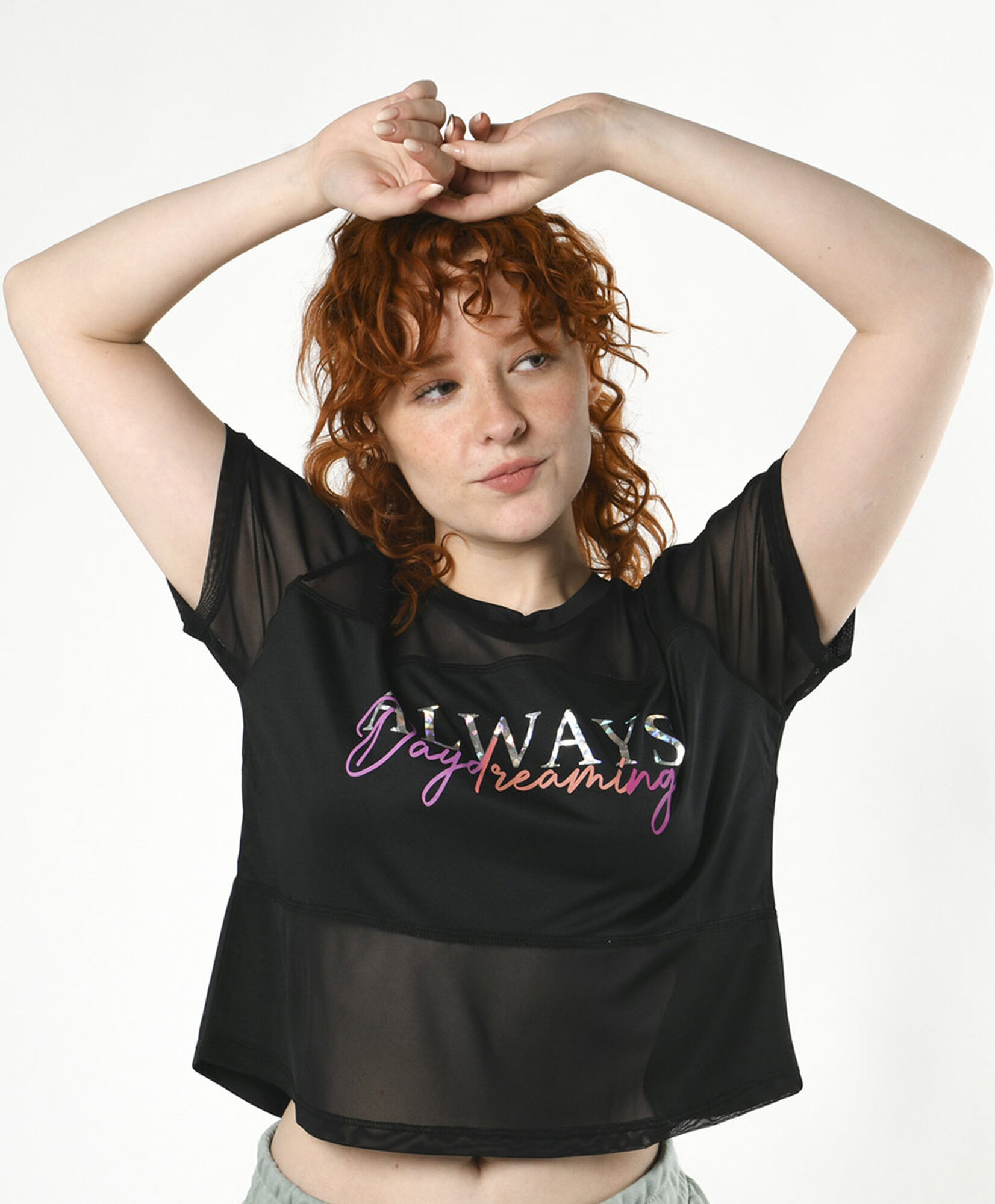Polera deportiva mujer frase mesh Polera deportiva mujer frase mesh