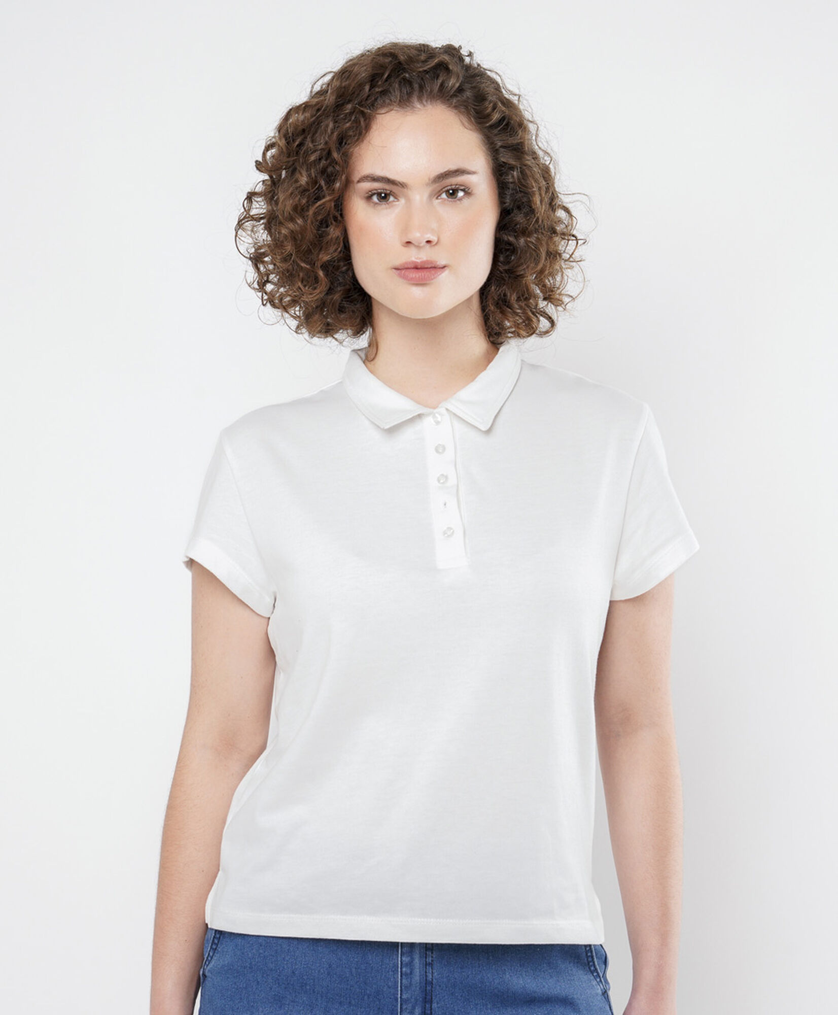 Polera mujer cuello botones Polera mujer cuello botones