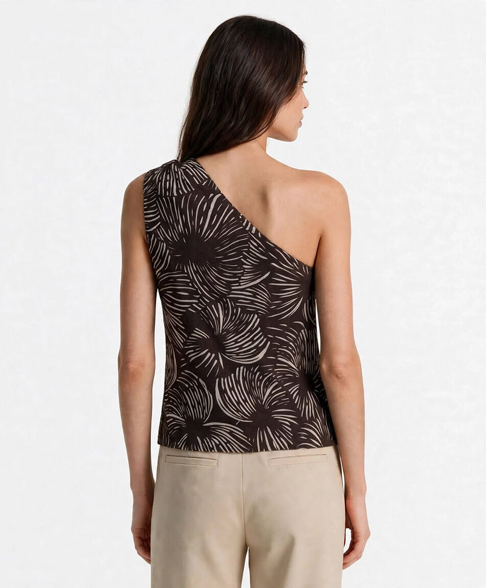 Polera mujer top asim&eacute;trica accesorio