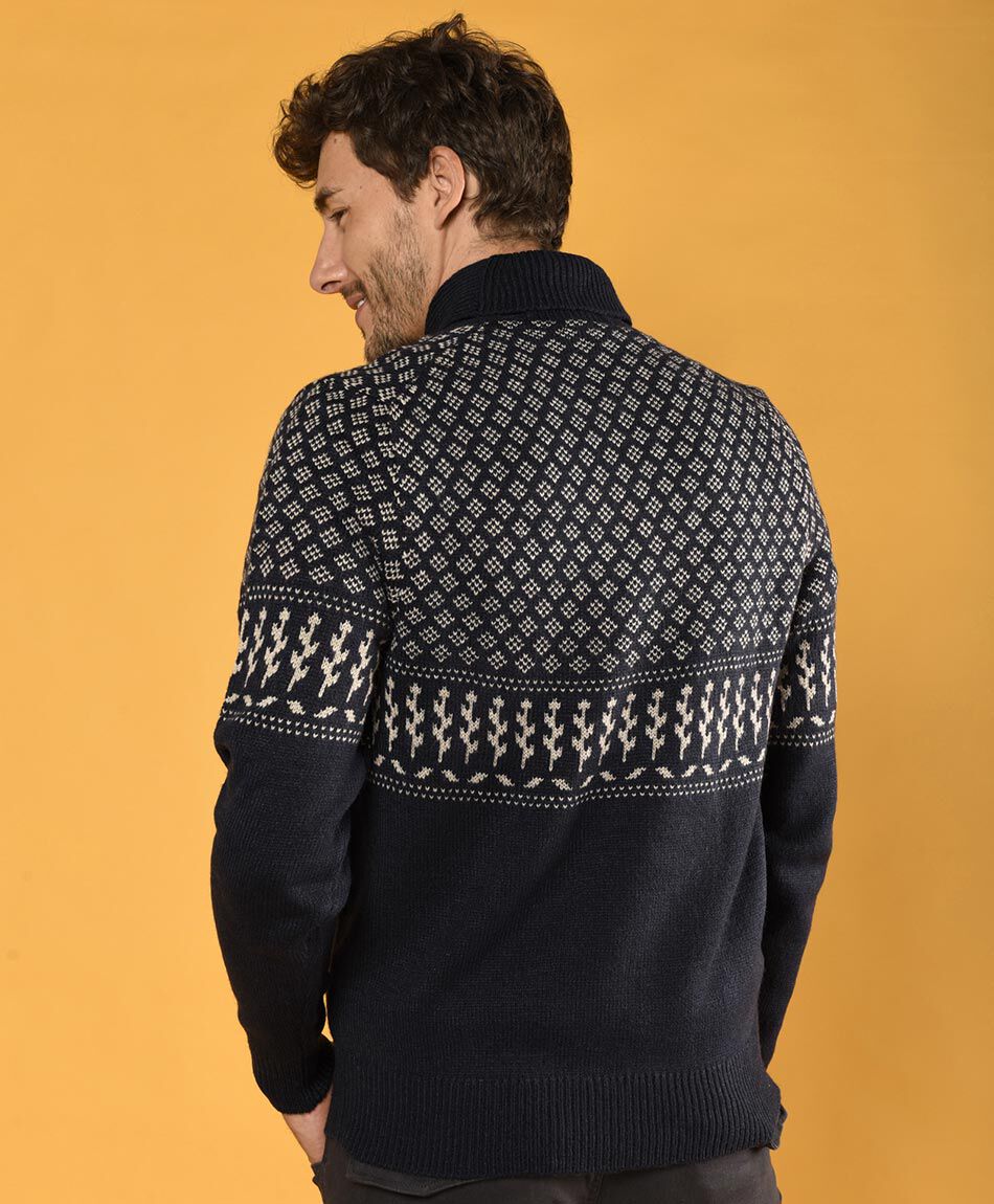 Sweater jacquard cuello en v