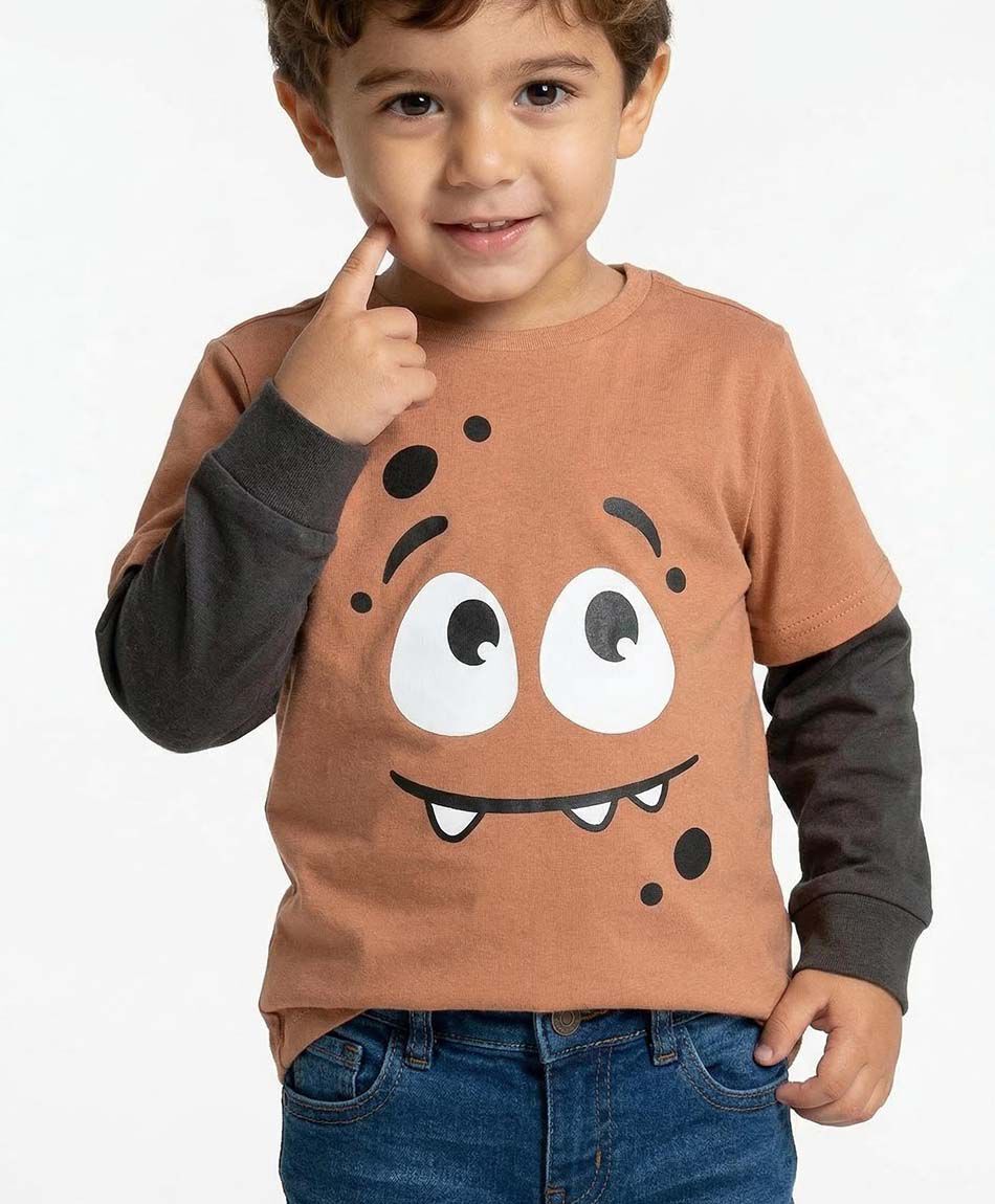 Polera beb&eacute; estampado carita