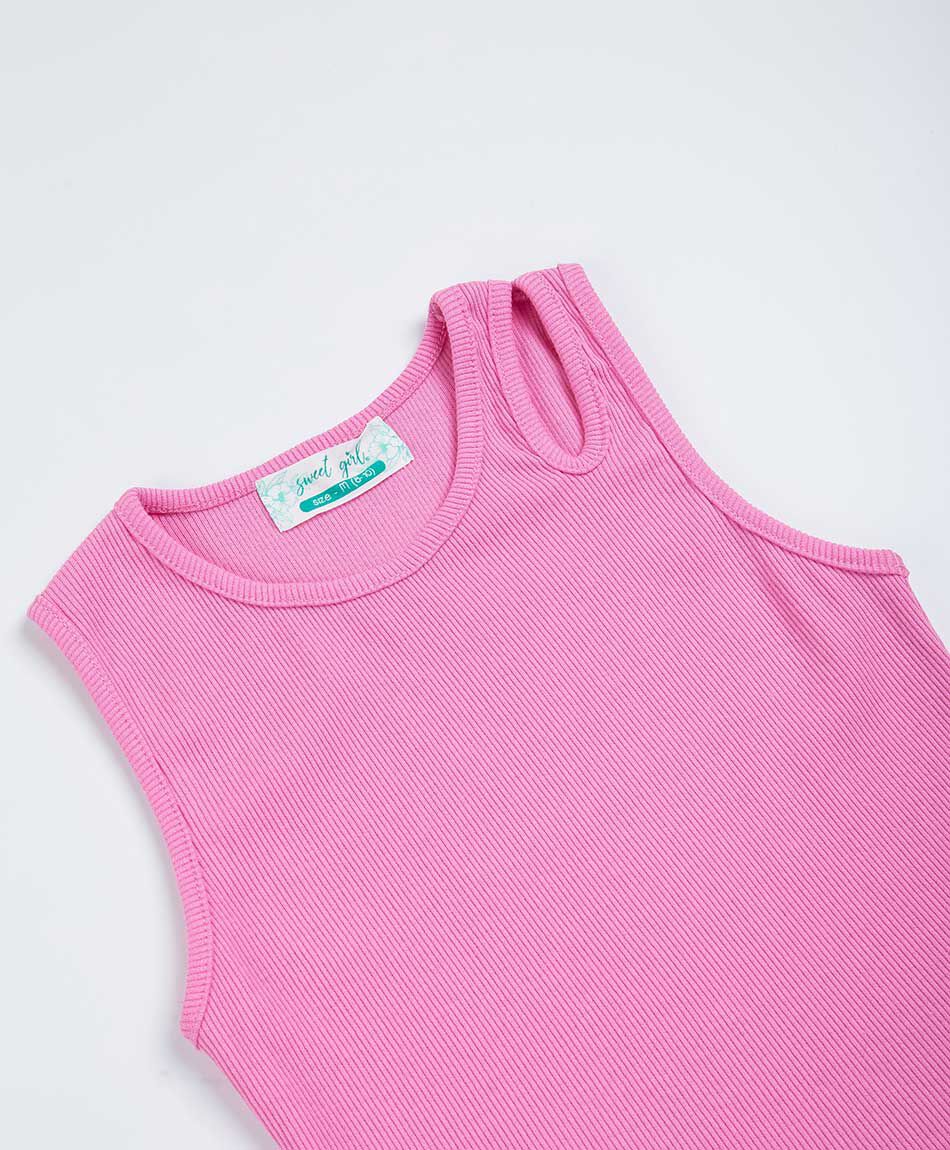 Polera ni&ntilde;a cut out rosada