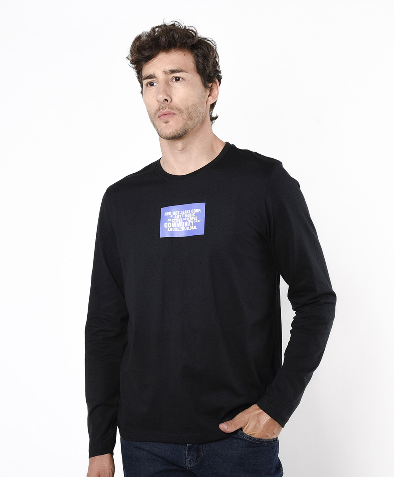 Polera hombre estampado cuadrado Polera hombre estampado cuadrado