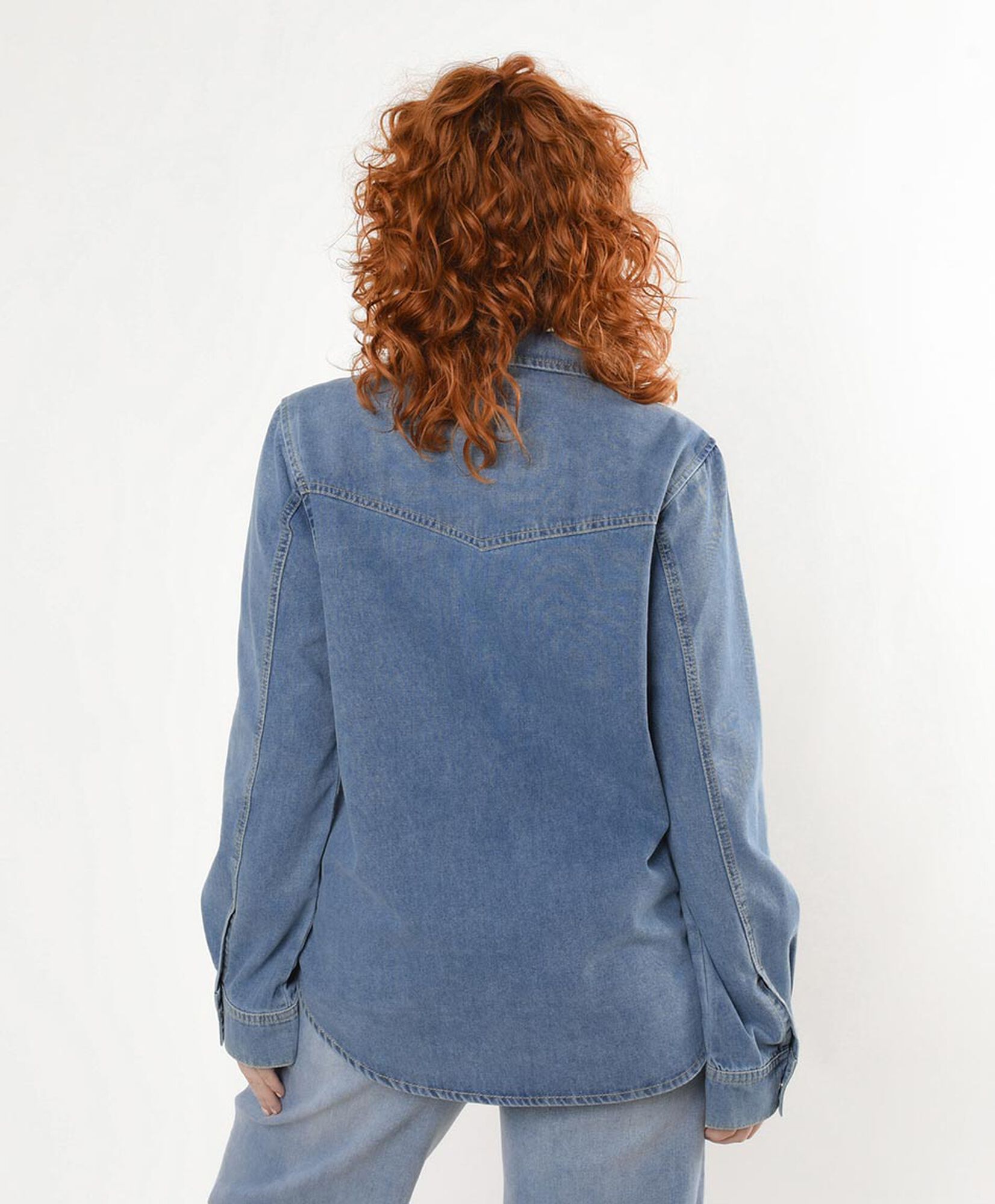 Blusa mujer denim bolsillos botones Blusa mujer denim bolsillos botones
