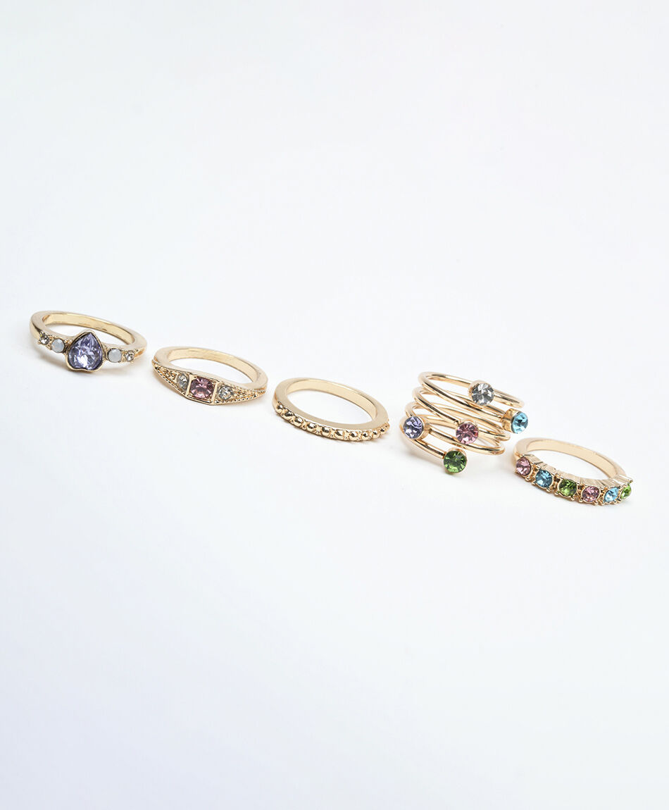 Set 5 anillos mujer dorados