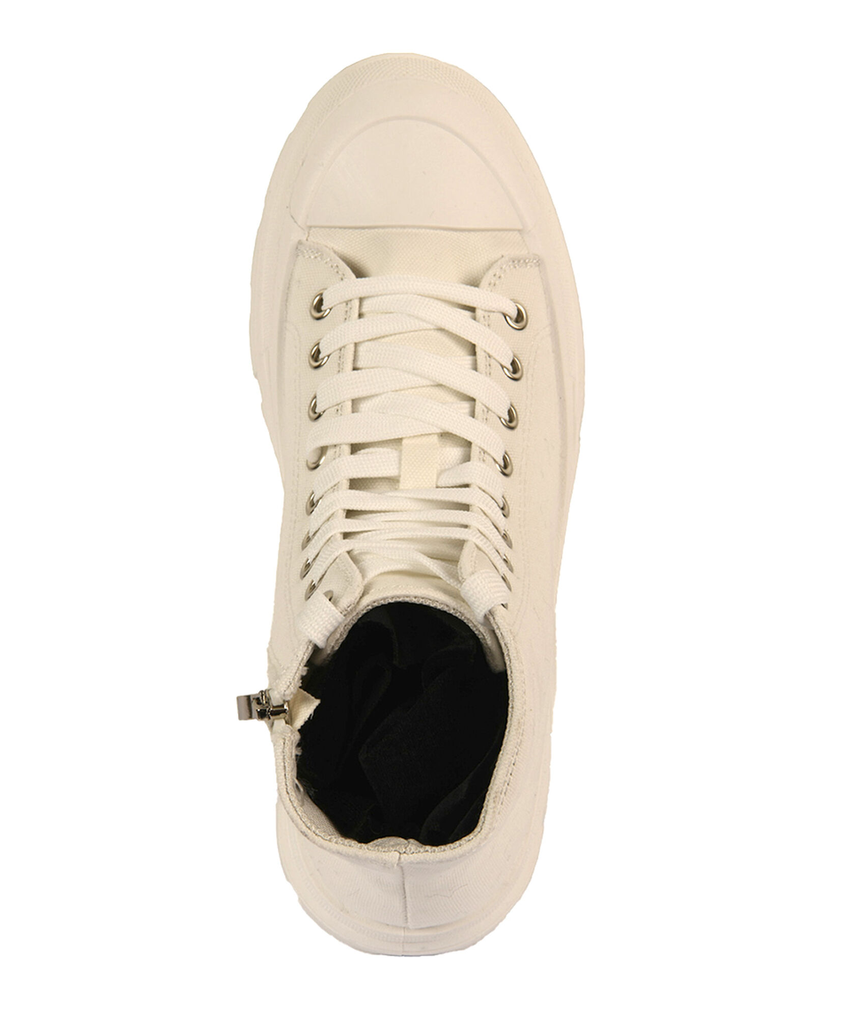 Botines canvas cierre lateral taco cuadrado blanco Botines canvas cierre lateral taco cuadrado blanco