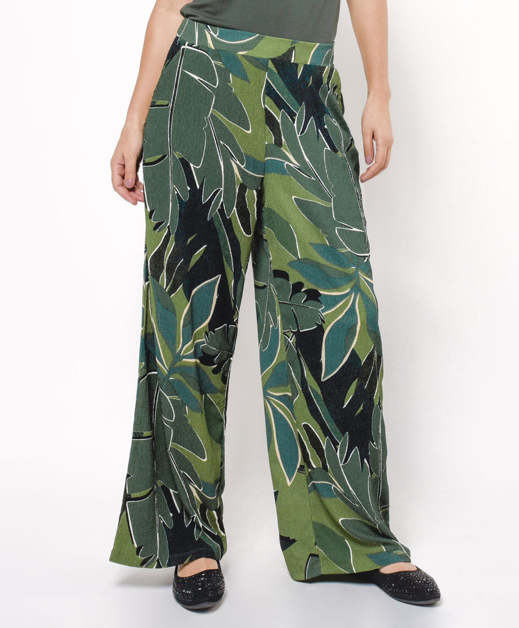 Pantalón mujer hojas palazzo Pantalón mujer hojas palazzo