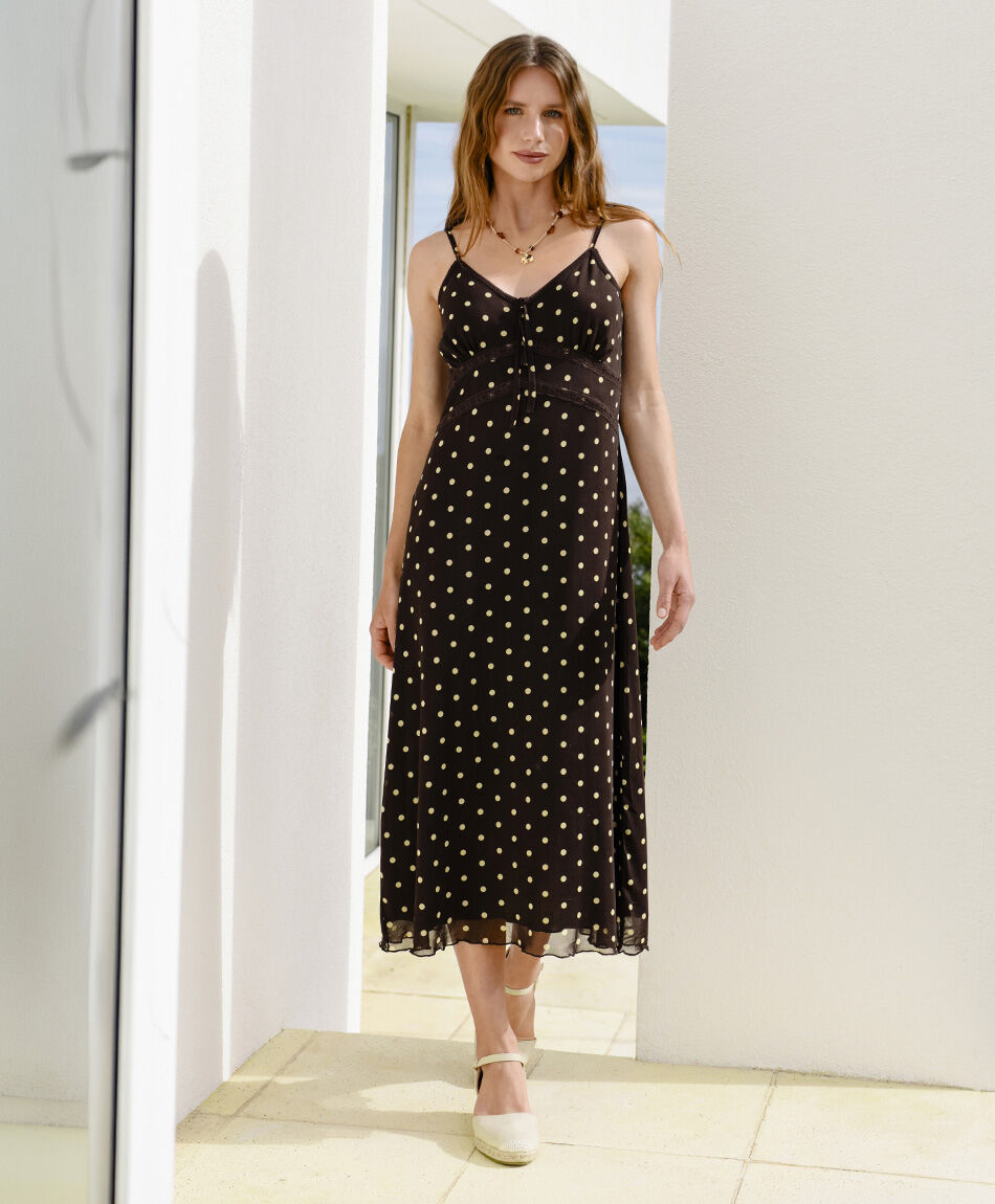 Vestido mujer puntos chocolate