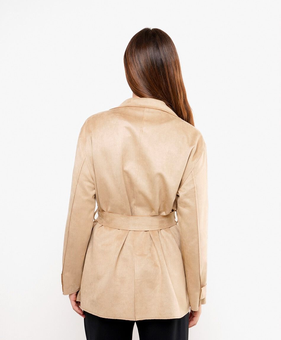 Abrigo mujer trench liso beige