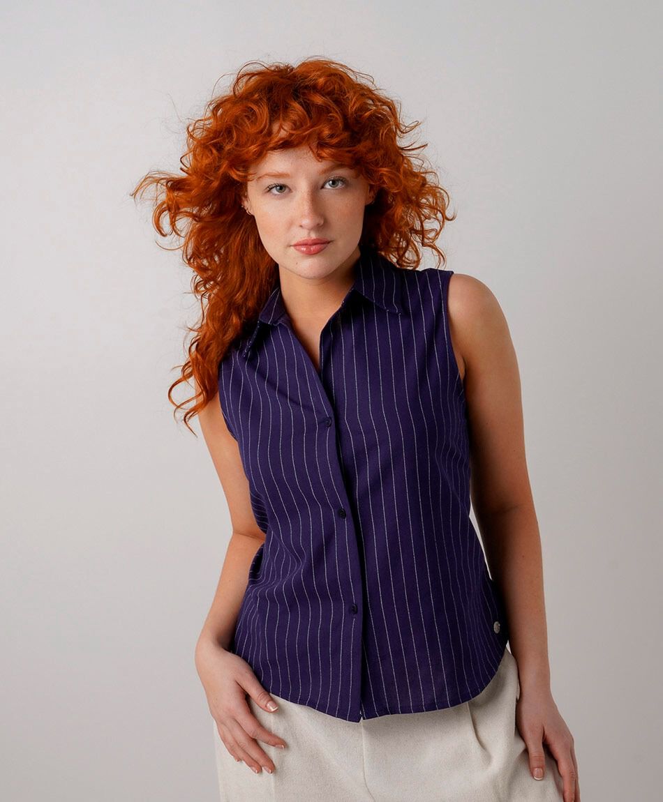 Blusa mujer rayas lino