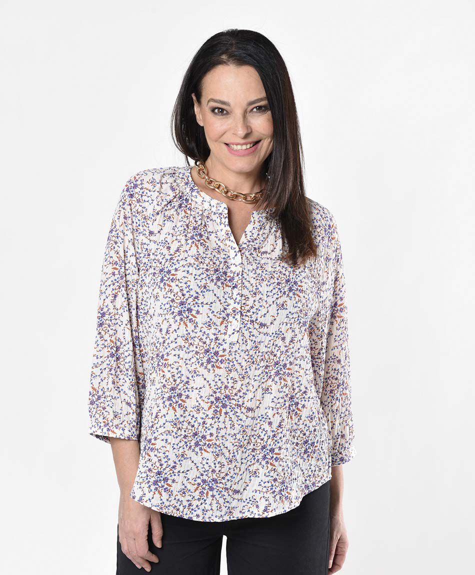 Blusa mujer florcitas corrugada