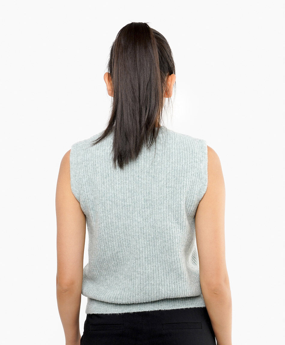 Sweater mujer sin mangas textura lineal