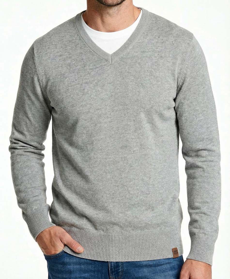 Sweater hombre cuello v grey