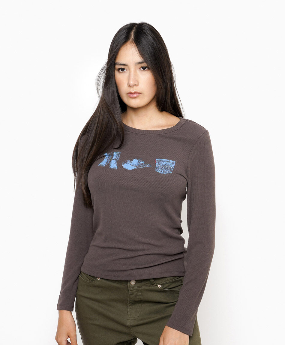 Polera mujer estampado cow girl