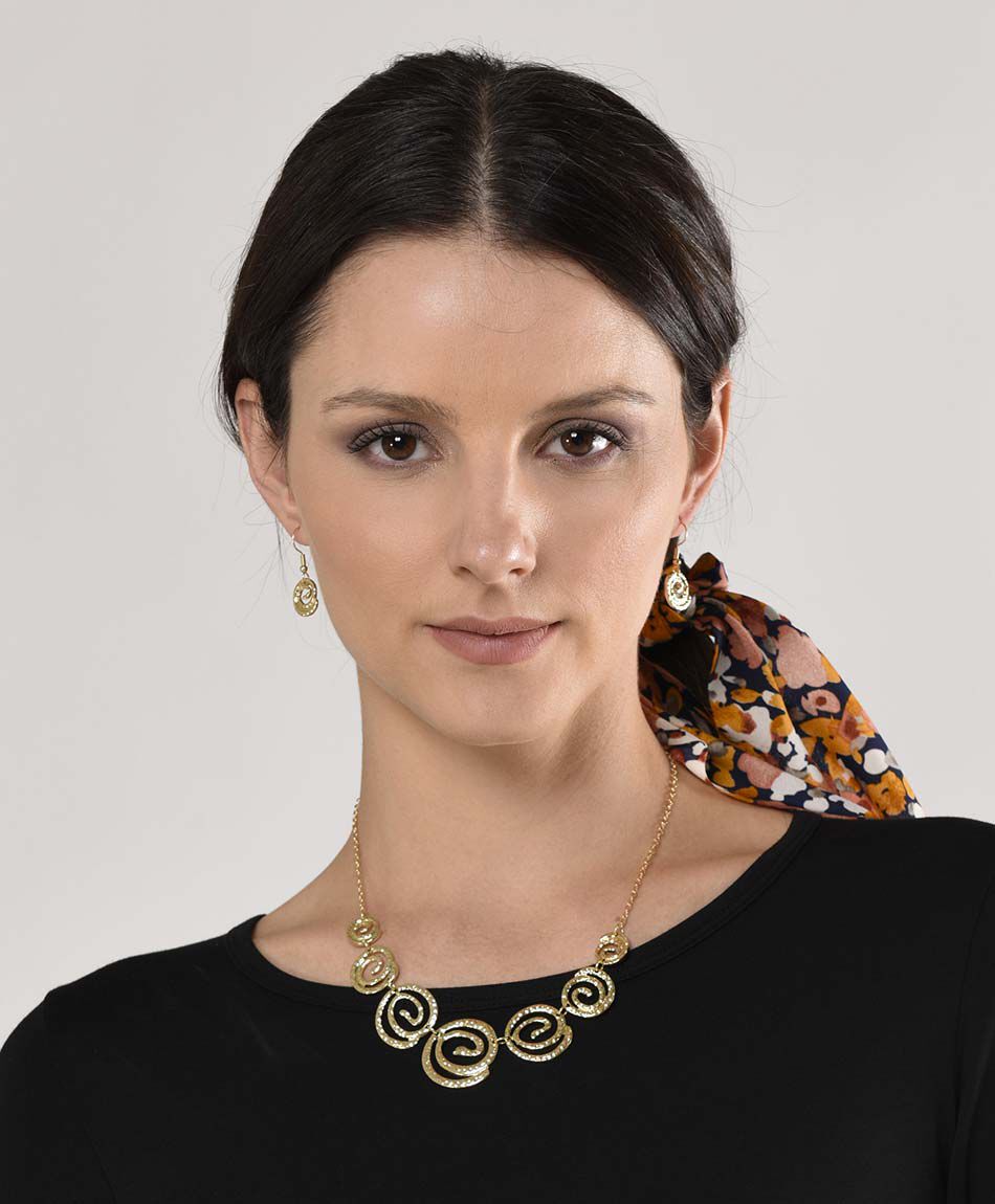 Set collar + aros mujer espiral 3 piezas