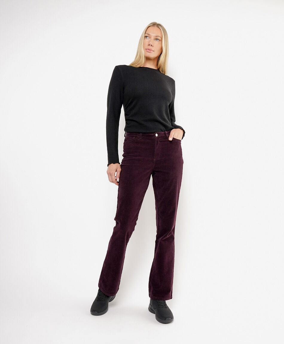 Pantal&oacute;n mujer corderoy burdeo