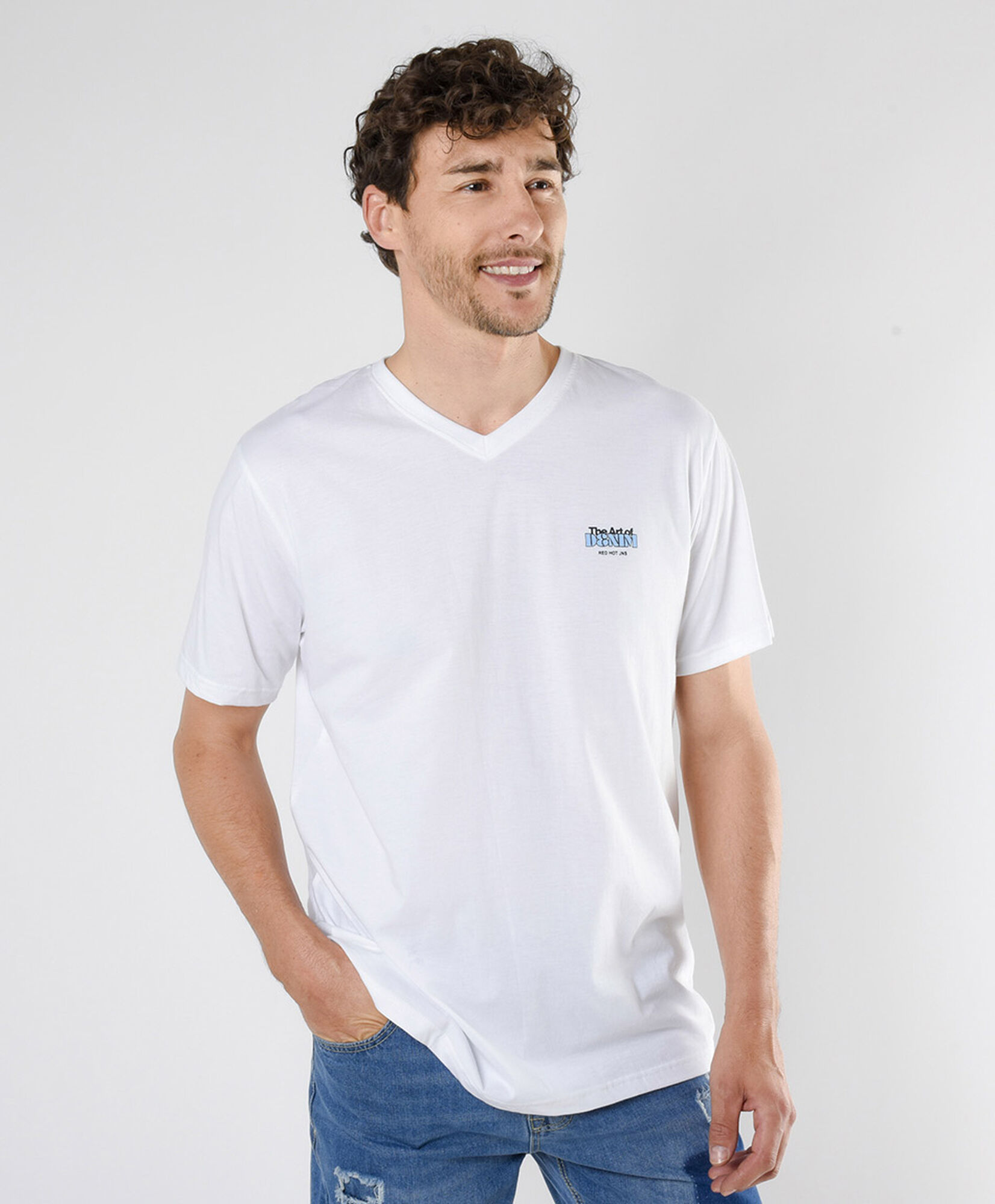 Polera hombre doble estampado denim Polera hombre doble estampado denim