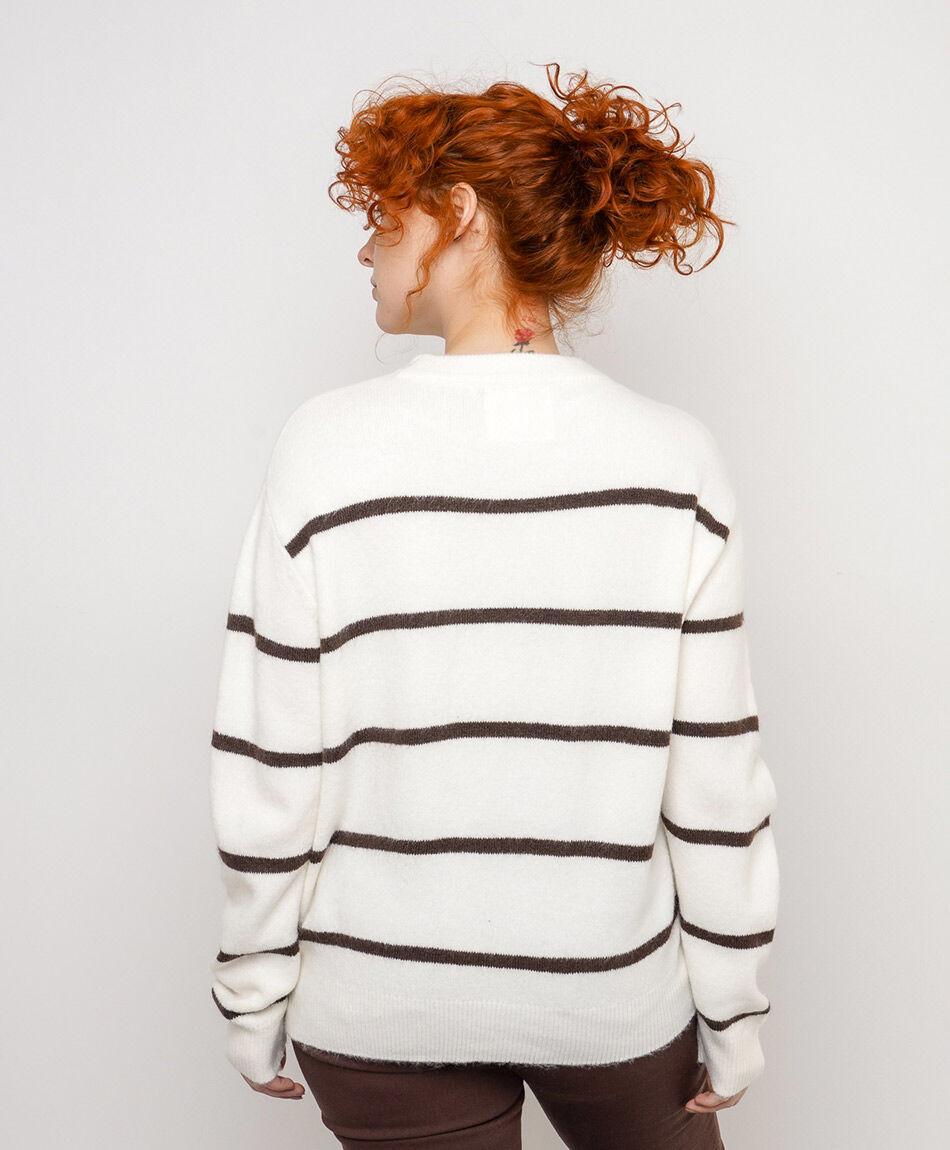 Sweater mujer l&iacute;neas caf&eacute;