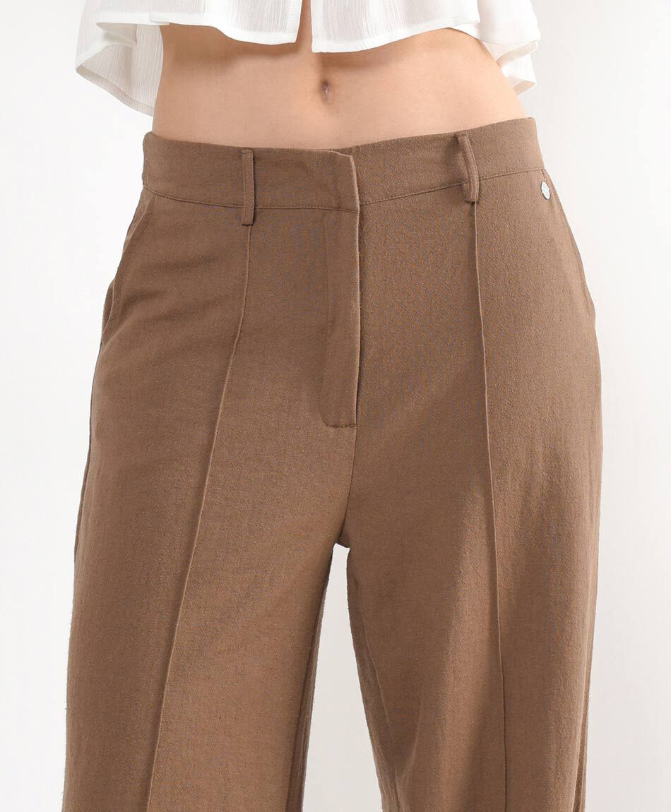 Pantal&oacute;n mujer lino costuras wide