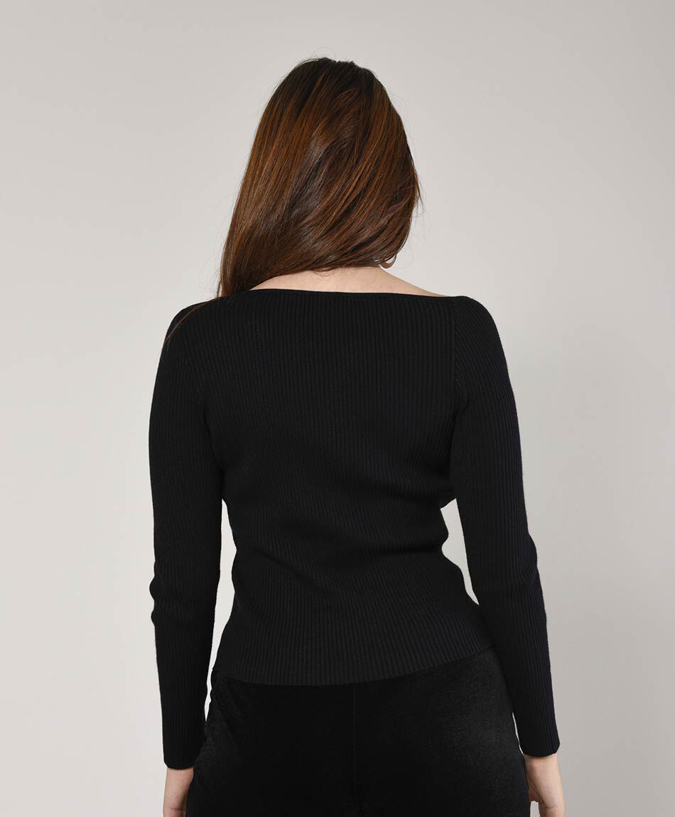 Sweater mujer acanalado asim&eacute;trico ajustado