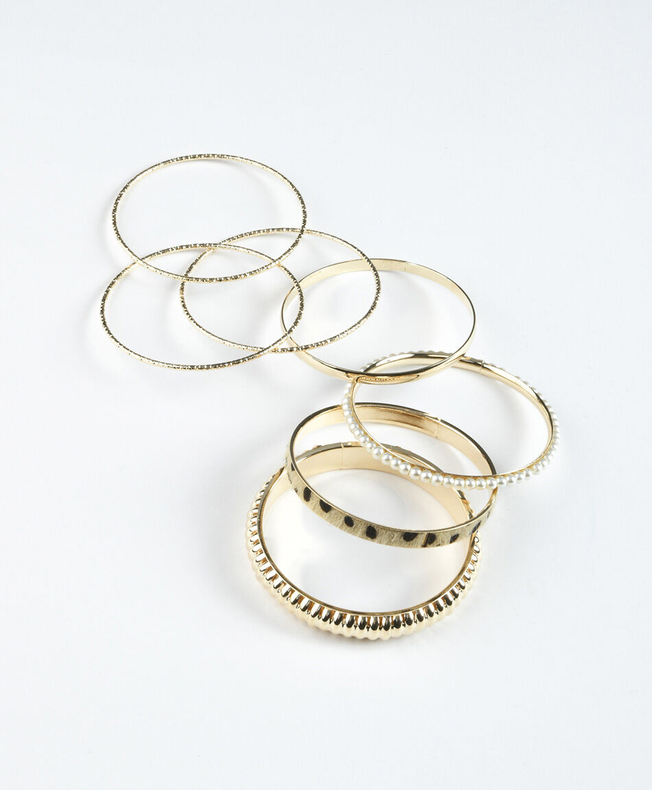 Set 7 pulseras mujer doradas