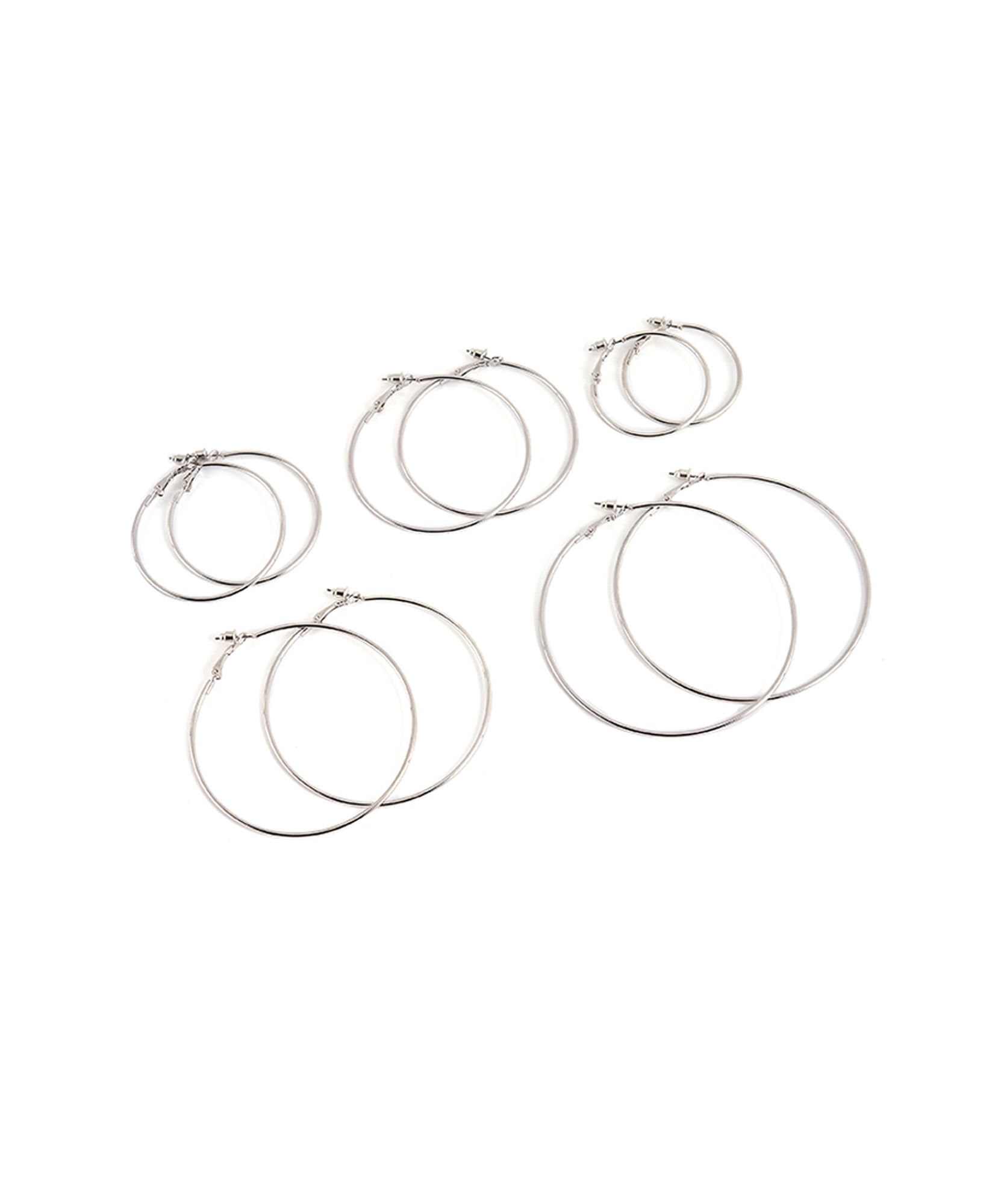 Set 5 aros mujer argollas plateadas Set 5 aros mujer argollas plateadas
