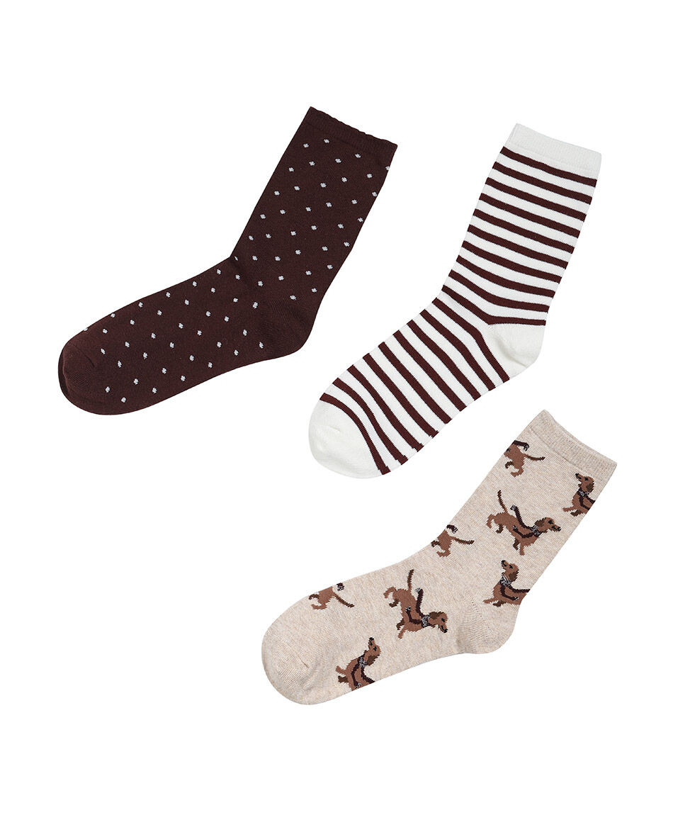 Pack 3 calcetines mujer medium brown