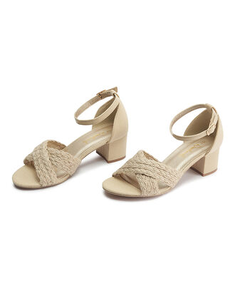 Sandalia mujer taco rafia