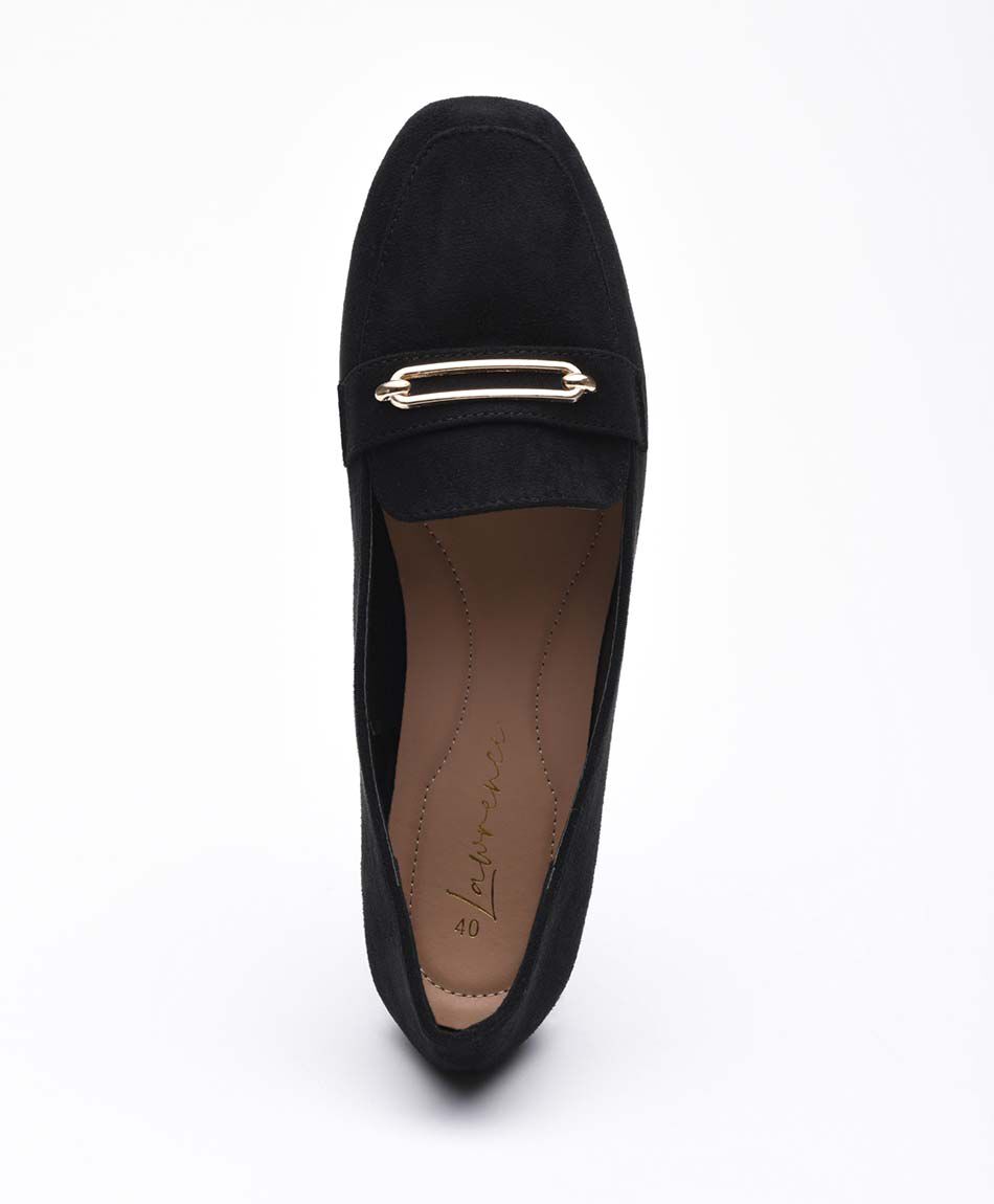 Mocas&iacute;n mujer hebilla taco cuadrado