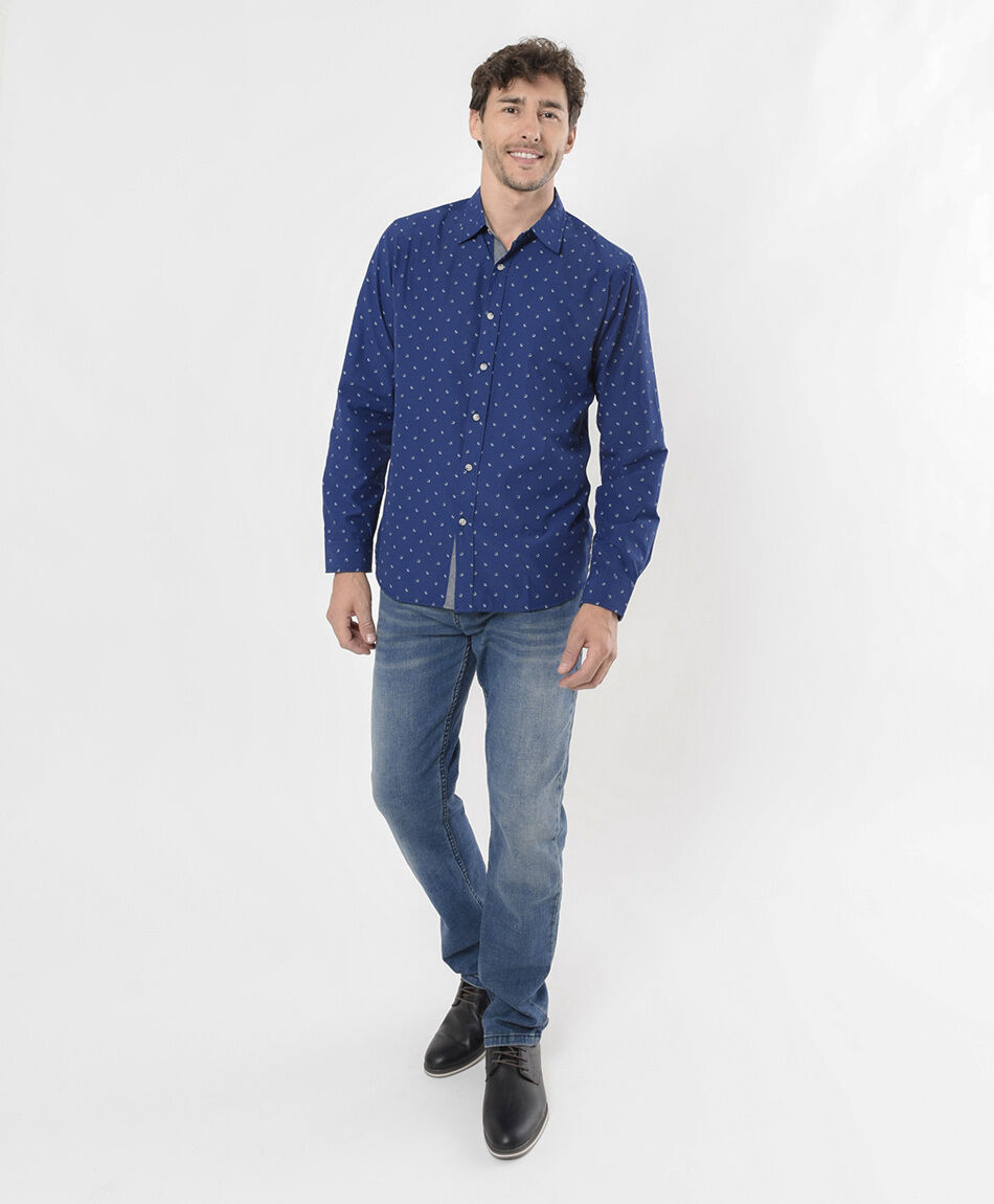 Camisa hombre florcitas manga larga