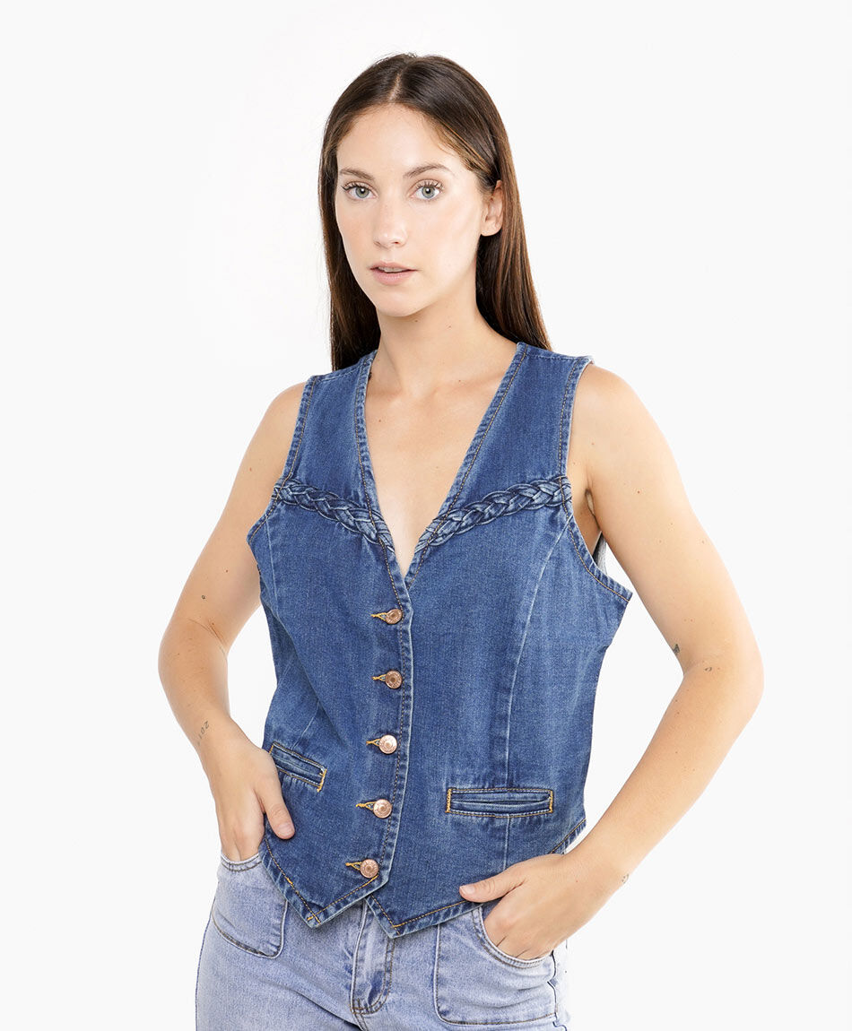 Vest mujer denim trenzas
