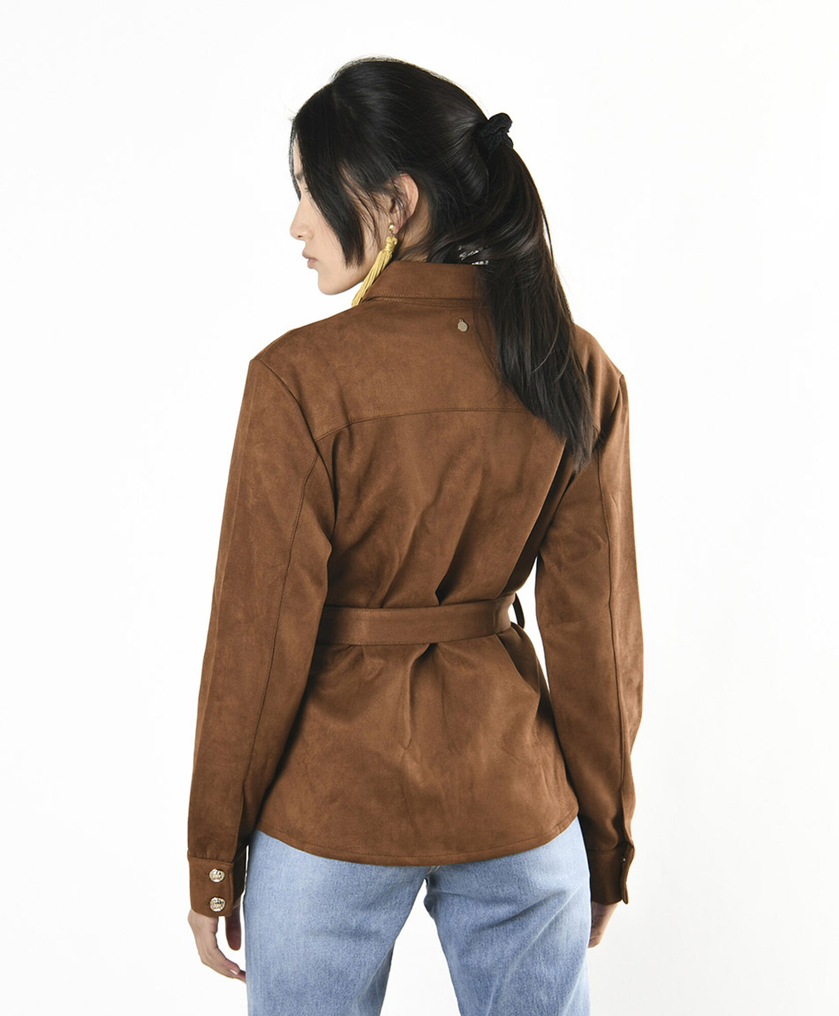 Chaqueta mujer suede lazo café Chaqueta mujer suede lazo café