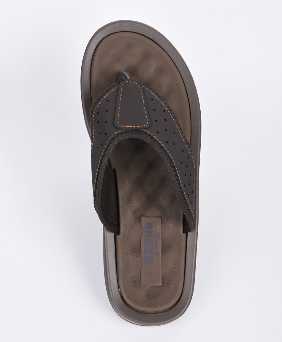 Sandalia hombre tela calada caf&eacute;