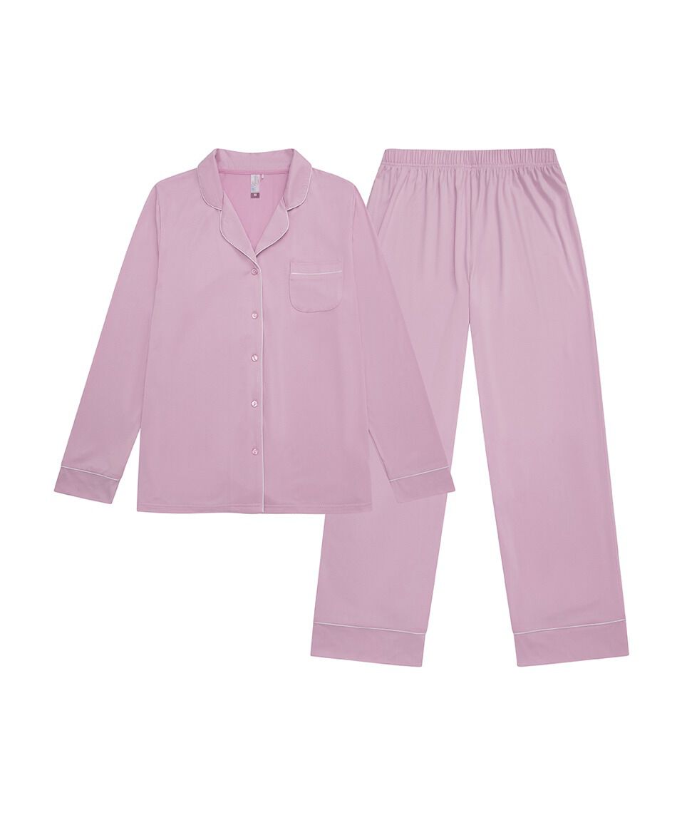 Pijama mujer camisero rosado